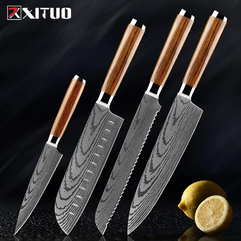 XITUO Chef's Knife High-grade Stainless Steel Kitchen Knife Set Japanese Professional Slicing Santoku Fruit Knife Gift Best