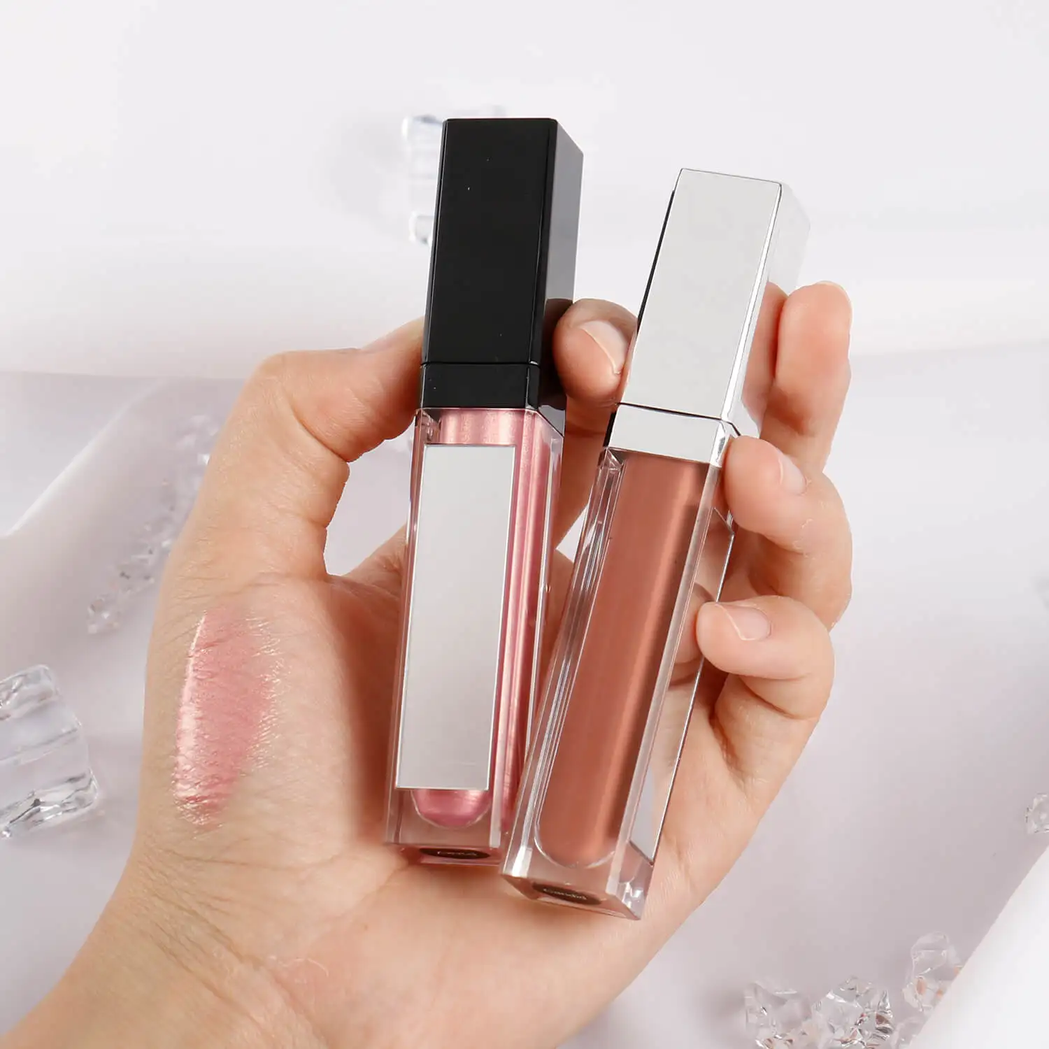 Wholesale Lip Gloss With Led Light And Mirror Private Label Lipstick Liquid Shiny Colors Lipgloss Your Own Brand Makeup Bulk