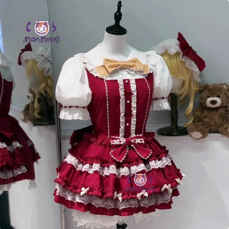 

Flandre Scarlet Touhou Project Cosplay Costume Halloween Party Sweet Lolita Dress Props Wig Accessories Set Girls Maid Uniform