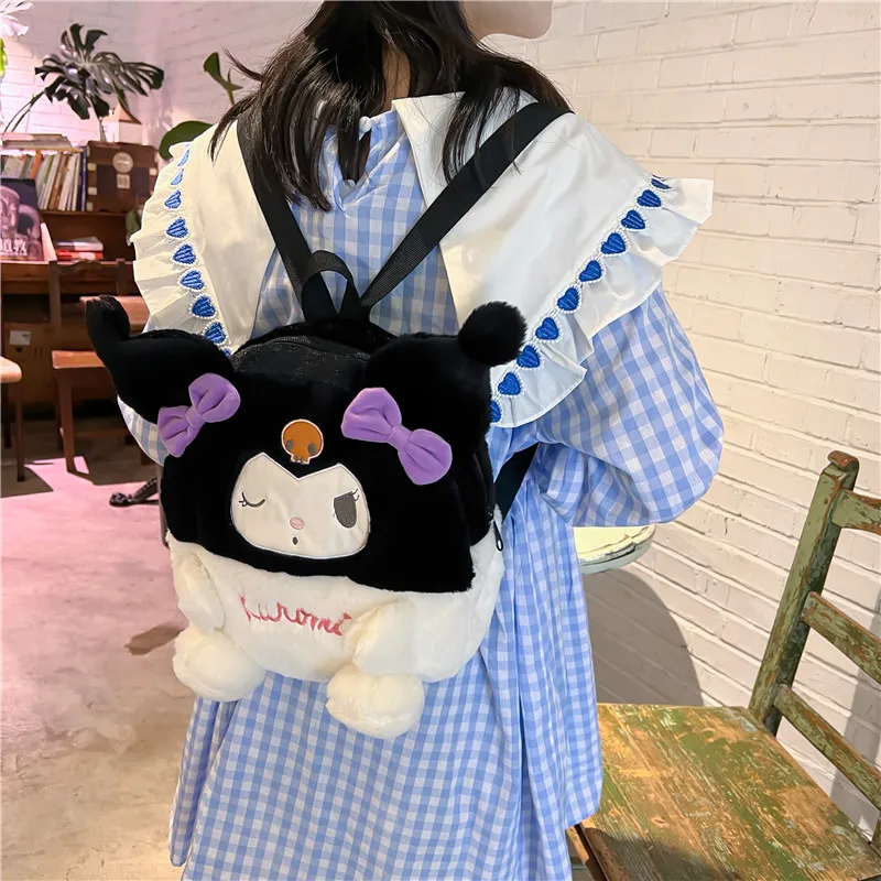 Sanurgente Kuromi Cinnamoroll Sac à dos pour enfants, sacs à dos mignons My Melody, jouets en peluche pour filles, sacs pour femmes, cadeaux d'anniversaire