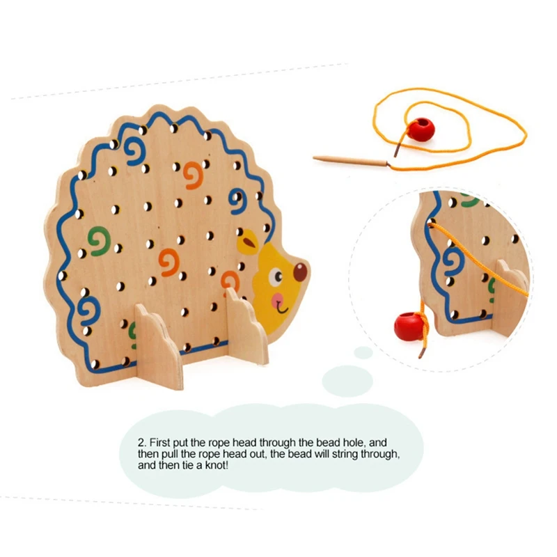 Juguetes para niños, rompecabezas educativo de aprendizaje temprano, juguetes de madera, cuentas de fruta de erizo, ejercicio, capacidad práctica