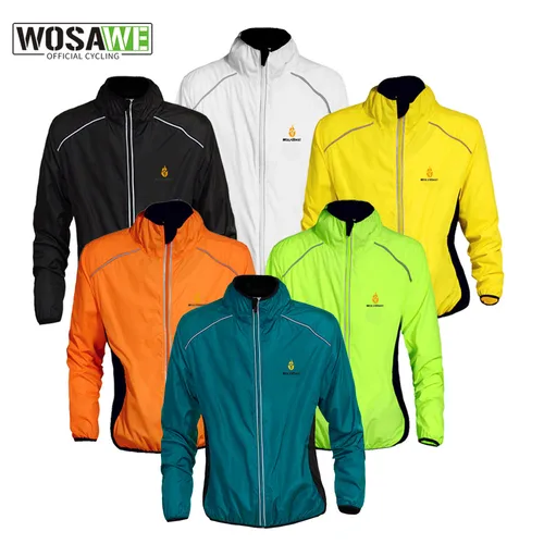 Imagen 1 del producto WOSAWE-Chaqueta reflectante de Ciclismo, jersey de manga larga para senderismo, correr, abrigo de viento para bicicleta de montaña, Ropa repelente al agua