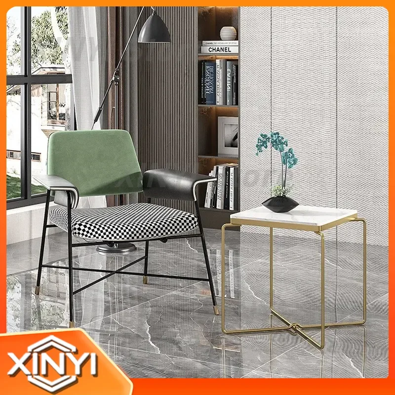 Light Luxury Modern Simple Wrought Iron Single Sofa Chair for Italian Style Living Room Balcony Office Negotiation Leisure