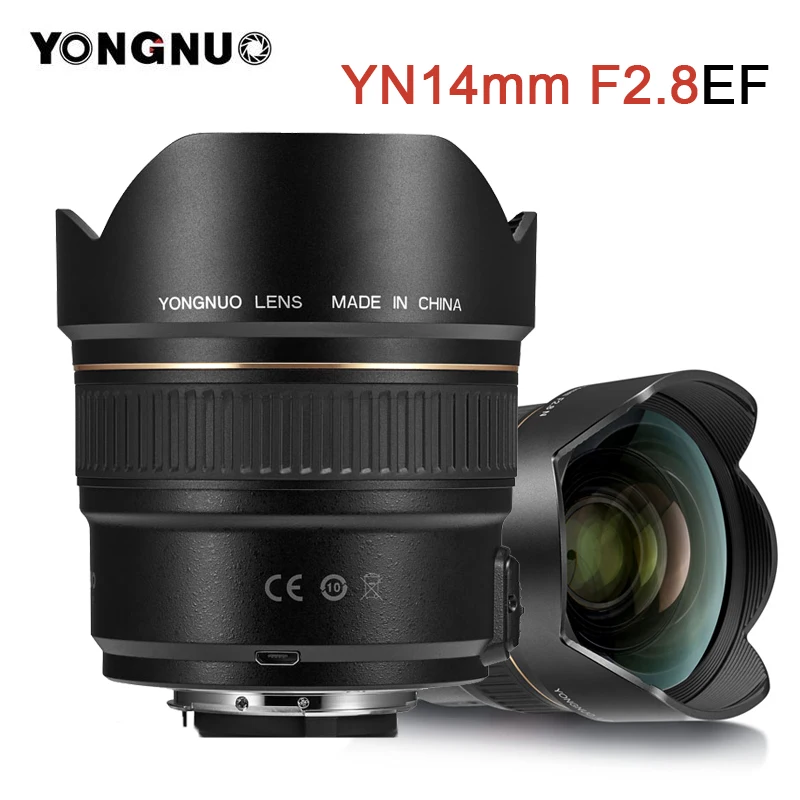 Yongnuo Lens 14mm F2.8 Auto Focus Lens Ultra-wide Angle Prime AF/MF Mount Lens for Canon 550D 70D 5D2 5D3 600D 60D DSLR Camera