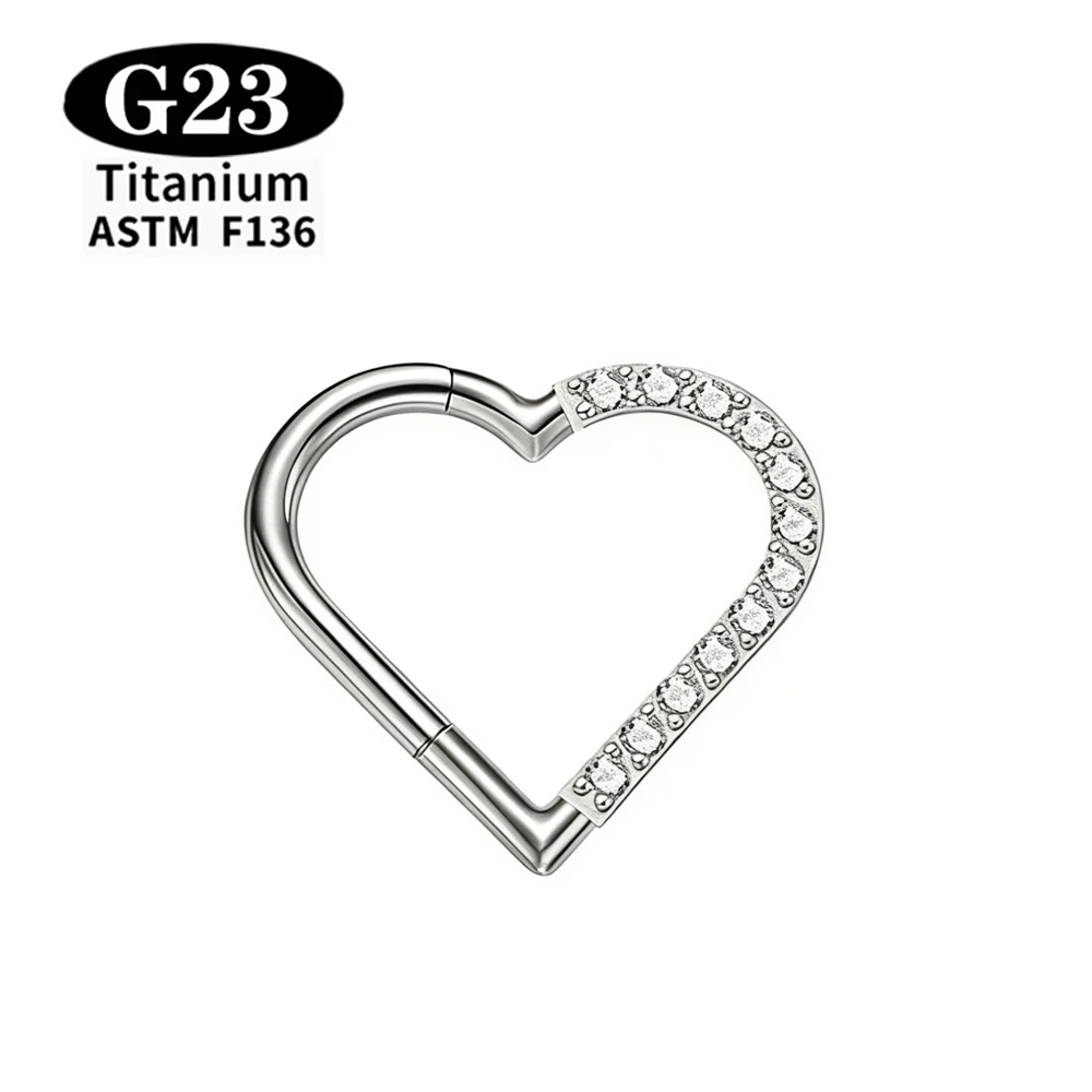 ASTM F136 G23 Titan Herz-Nasenring Ohrring Creolen Eloxierter Piercing-Schmuck-Set für Ohrknorpel, Tragus, Helix, Conch, Daith – Detail 4