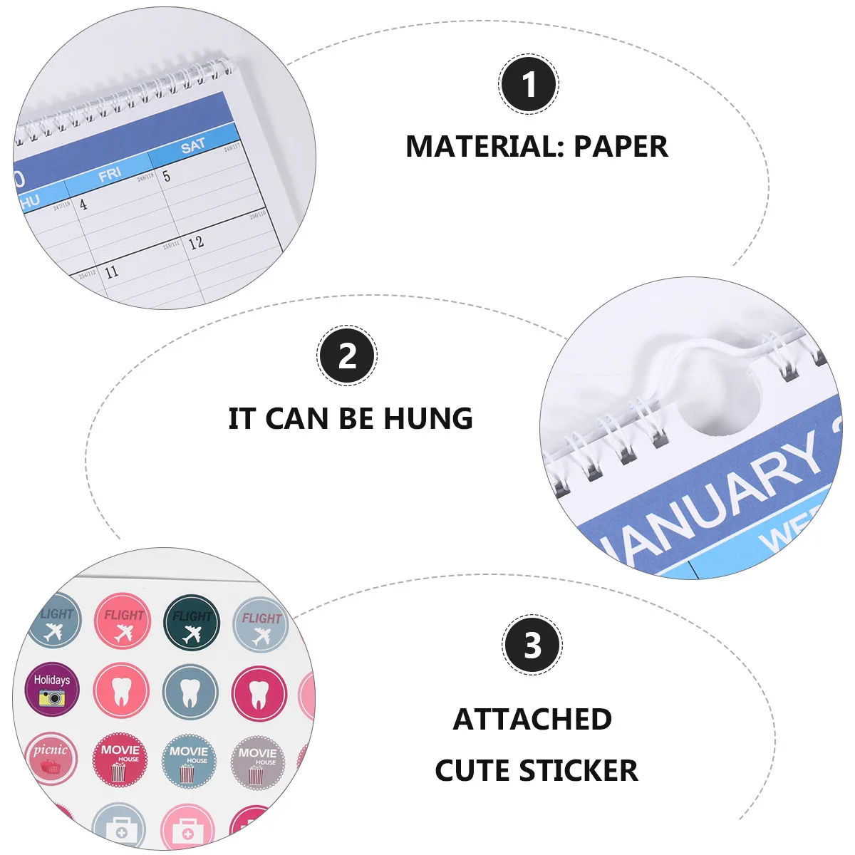 1Pcs Home Office Calendar For Front Desk Office Worker English Edition Hanging Premium Paper Stylish Desktop Schedule