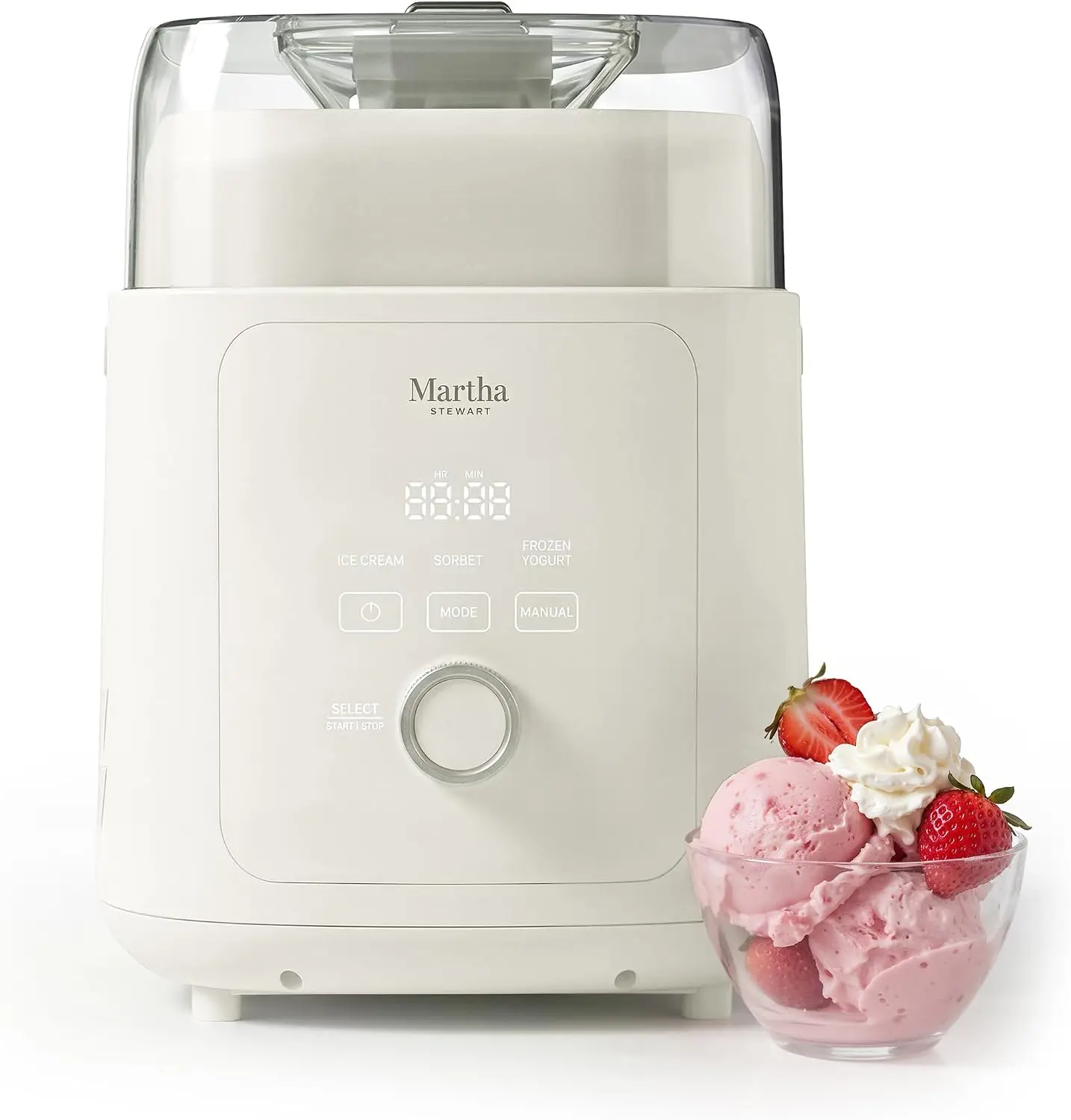 ^Ice Cream Maker Machine, 1QT Fully Automatic, 3 Modes, Linen | No Freezer Required, Ready in 30 Mins, Ice Cream, Sorbet