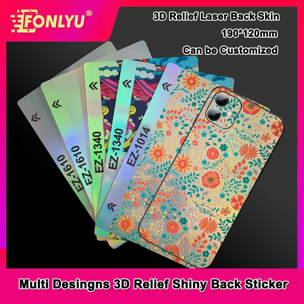 

FONLYU 190*120mm 3D Laser Embossed Back Glass Cover Film Phone Skin Sticker Decorative Film for Screen Protector Cutting Machine