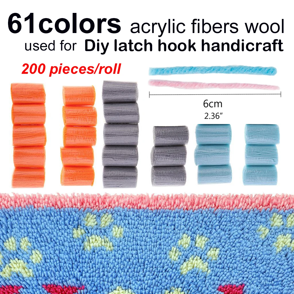 Latch Hook kit accessory Yarn Threads Making Pillowcases Blankets Rug Sewing DIY Wool For Material Package Kits 61color tapestry