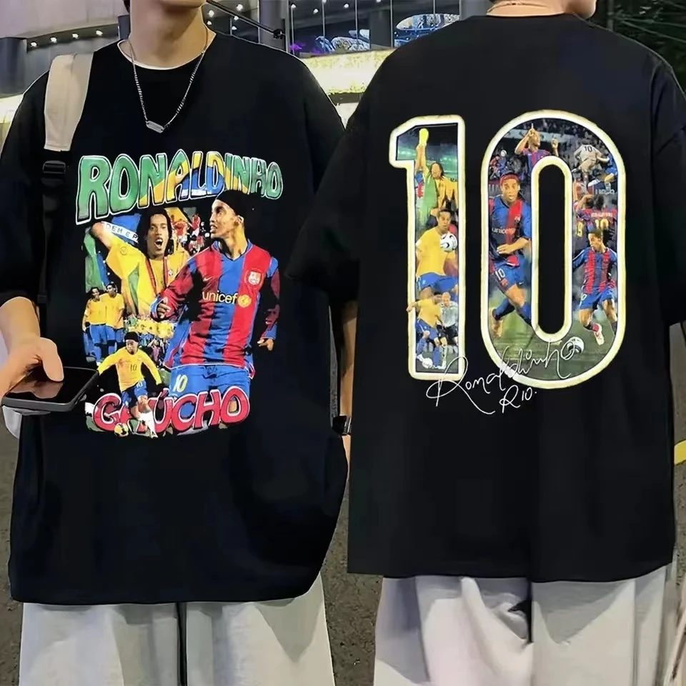 

Marino Morwood Ronaldinho Double Sided Graphic Tshirt Streetwear Men Fashion Casual T-shirts Male Hip Hop Tee Oversized T Shirt