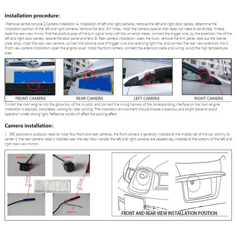 กล้อง 360 องศาสําหรับรถยนต์ AHD 3D 360 รถกล้ององศา Bird View ระบบรถยนต์กล้อง DVR Night Vision กว้าง