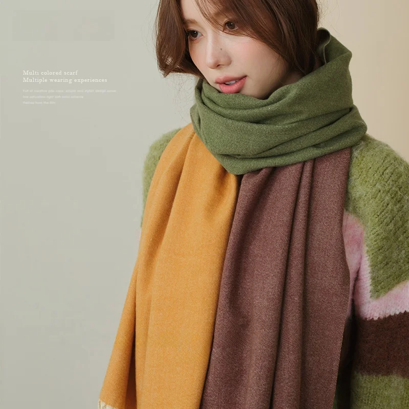 Echarpe-epaisse-et-chaude-a-degrade-de-couleurs-pour-femme-style-hiver-coreen-couleurs-melangees-sensation-haut-de-gamme-cache-cou-chale-arc-en-ciel