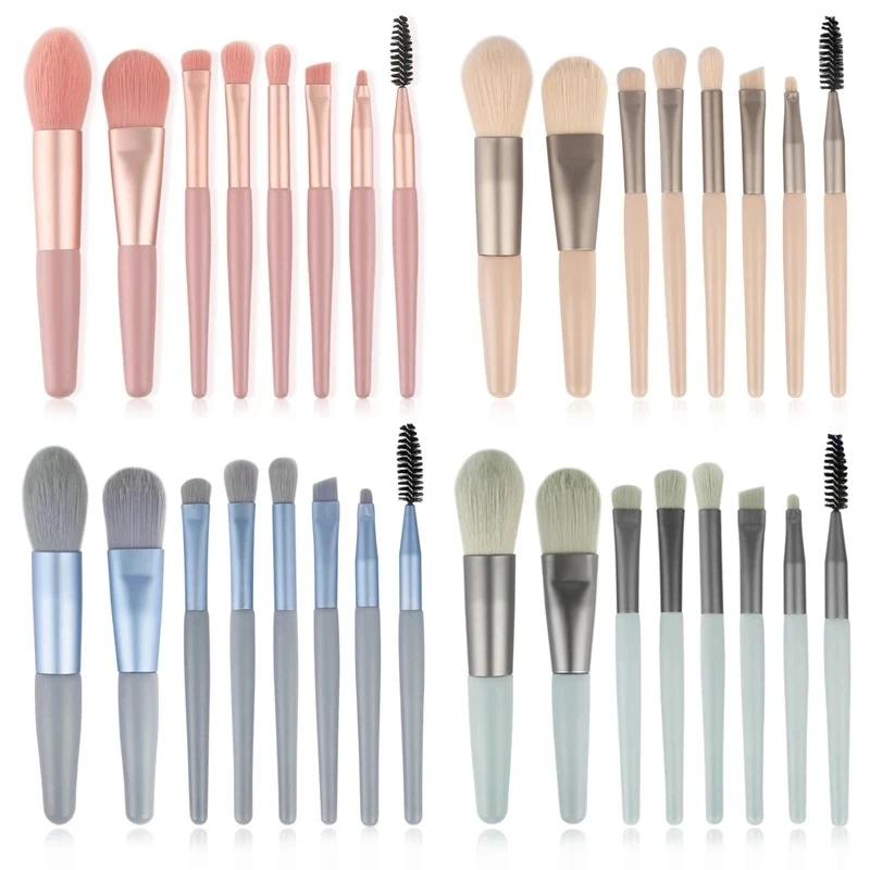 8 Pcs Mini Travel Portable Soft Makeup Brushes Set Eye Shadow Foundation Powder Eyelash Lip Concealer Blush Make Up Brush Set