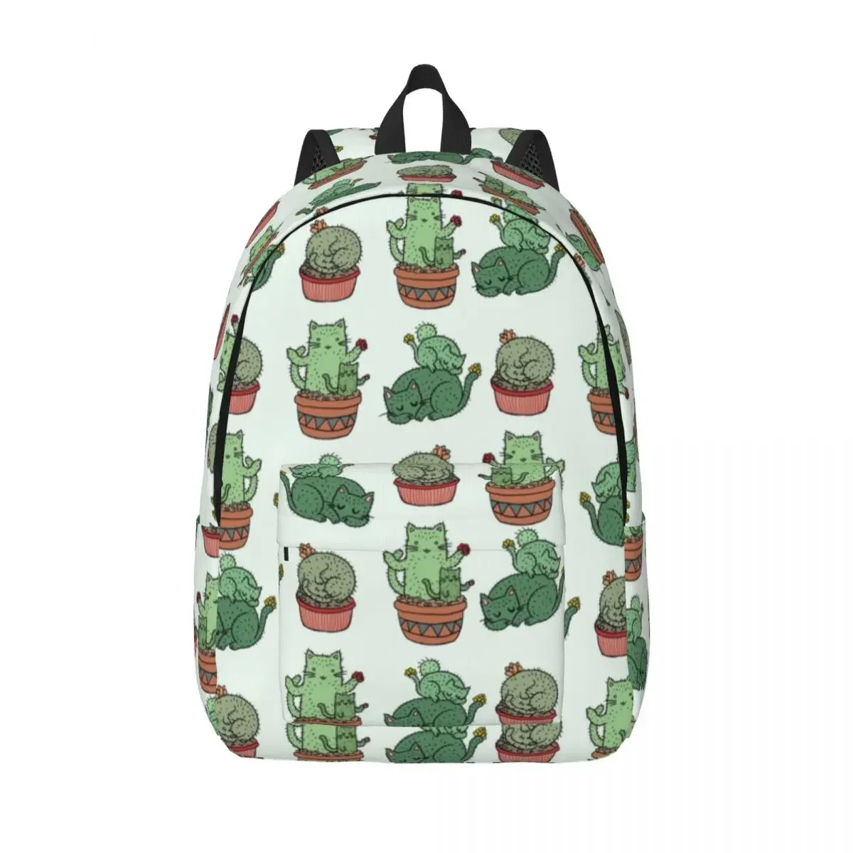 Cactus Cat Backpack Middle High College School Student Animals Pet Book Bags Teens Canvas Daypack Gift