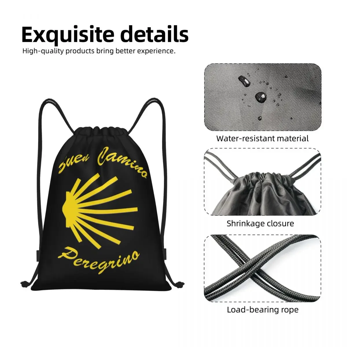 Custom Camino De Santiago Scallop Shell Drawstring Backpack Bags  Lightweight Peregrino Gym Sports Sackpack Sacks for Shopping