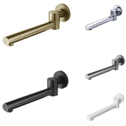 Bathroom Basin Faucet Tap Mixer Swivel Spout Accessories Wall Mounted Water Outlet Black Grey Brass Bathtub Faucet Bibcock