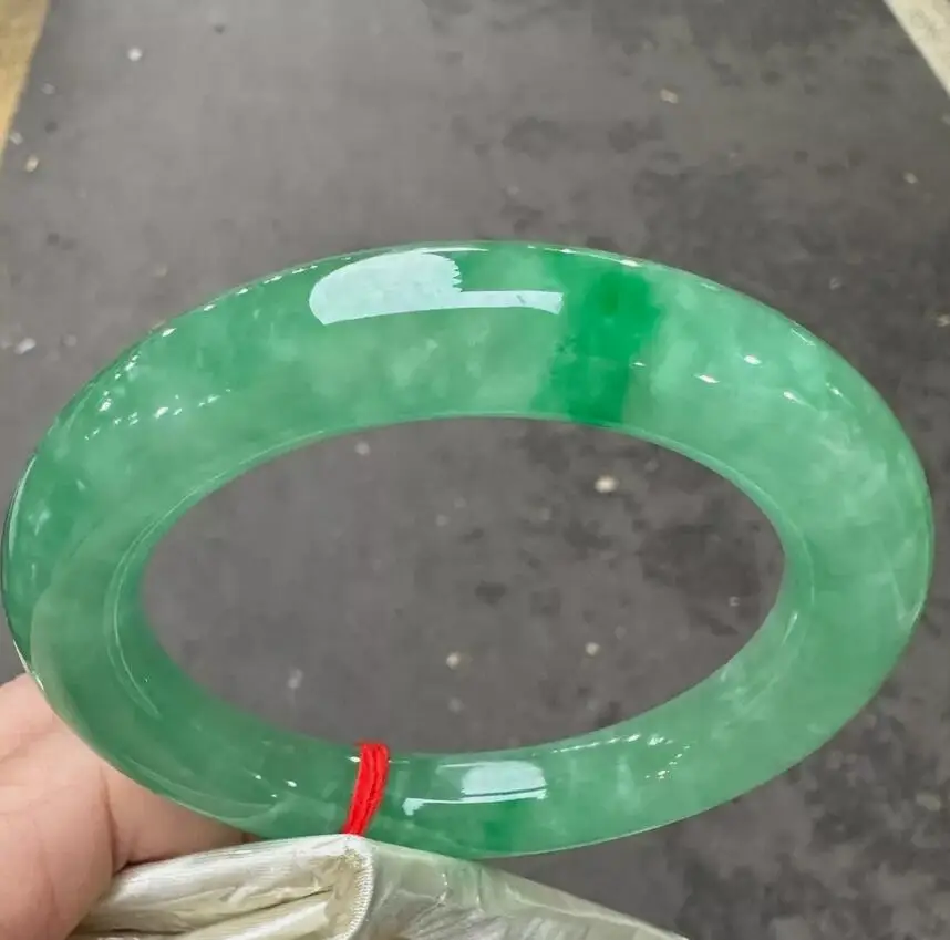 Round Rod Nature Grade AA Emerald green Burma Jade jadeite bracelet bangle 58mm