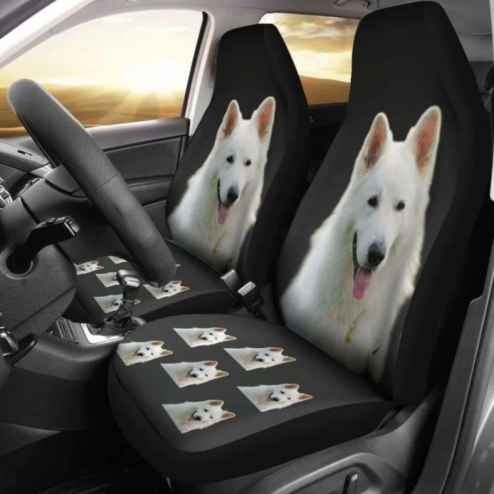 

White Swiss Shepherd Car Seat Covers Black 091706,Pack of 2 Universal Front Seat Protective Cover