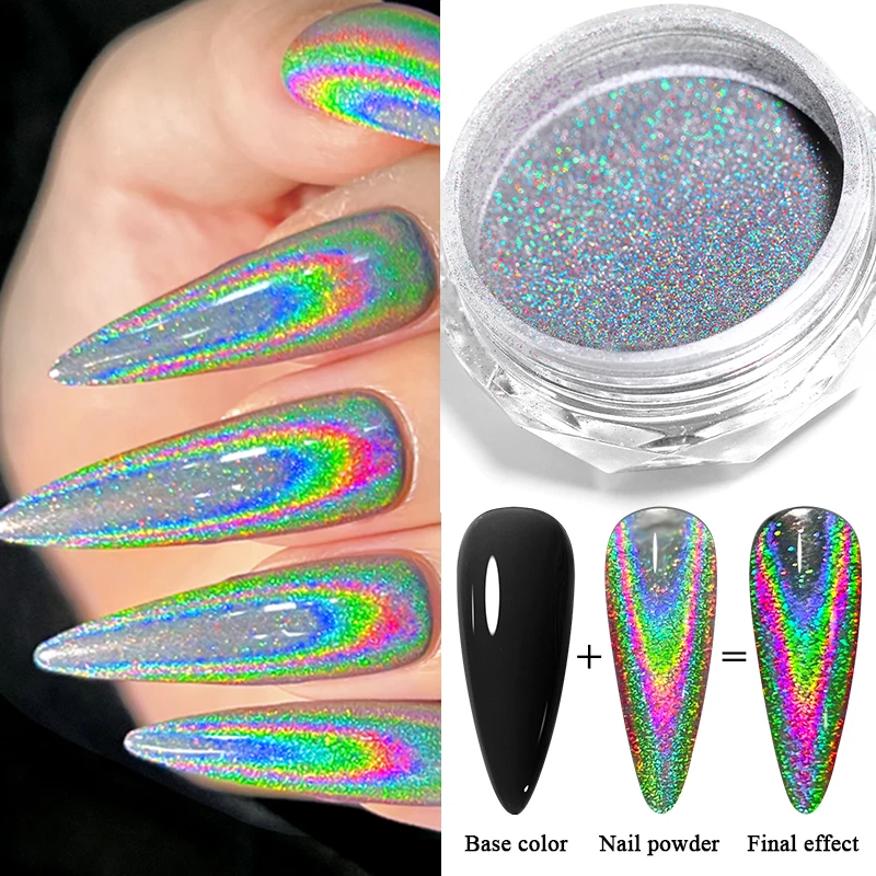 Multi Chrome Laser Effect Nail Powder Mirror Effect Glitter Chrome Pigment Dust Nail Supplies UV Gel Polish Decoration