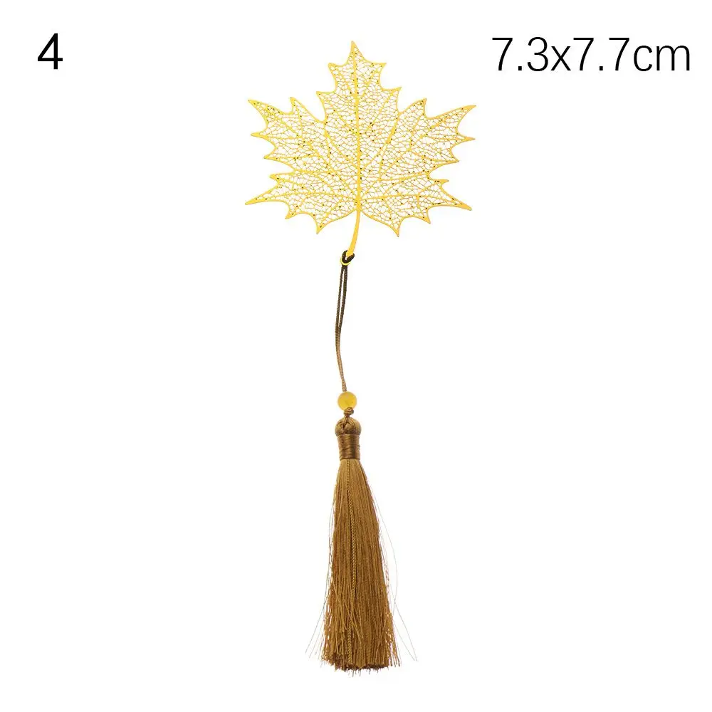 

Stationery Apricot Book Holder Metal Bookmark Chinese Style Leaf Tassel