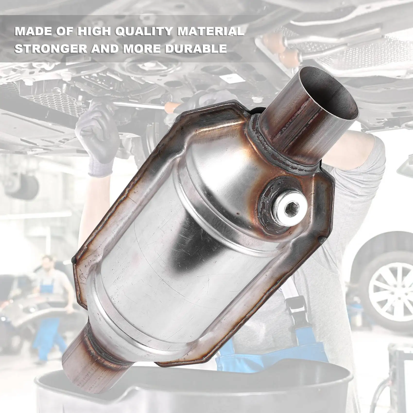 Inlet/Outlet Universal Catalytic Converter, with O2 Port & Heat Shield 53004 Car Stainless Steel Catalytic Converter