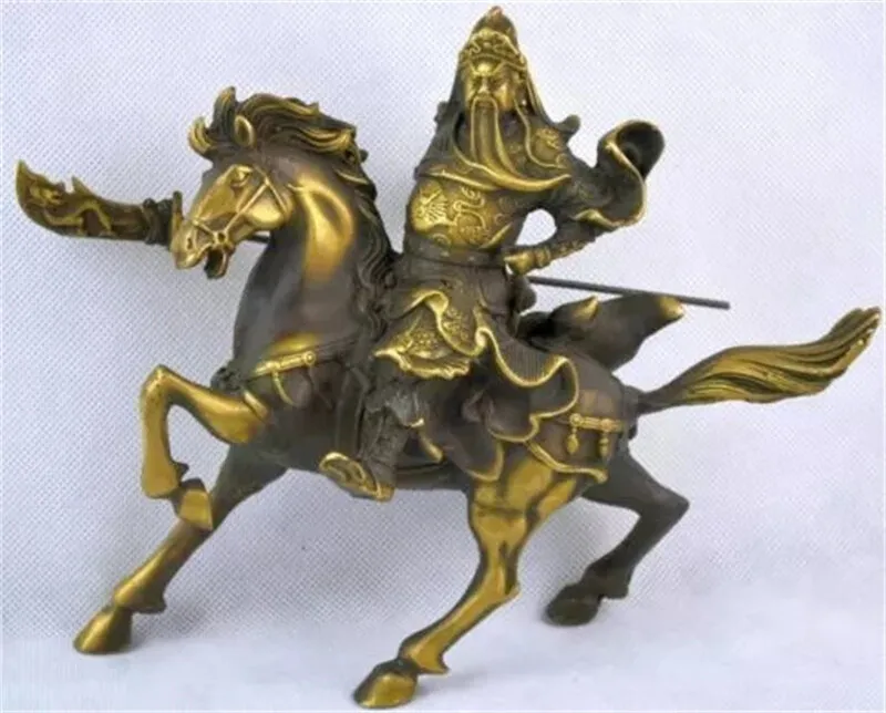 

Предметы коллекционирования Редкая антикварная бронзовая статуя лошади Гуань Гун в этническом этническом стиле династии