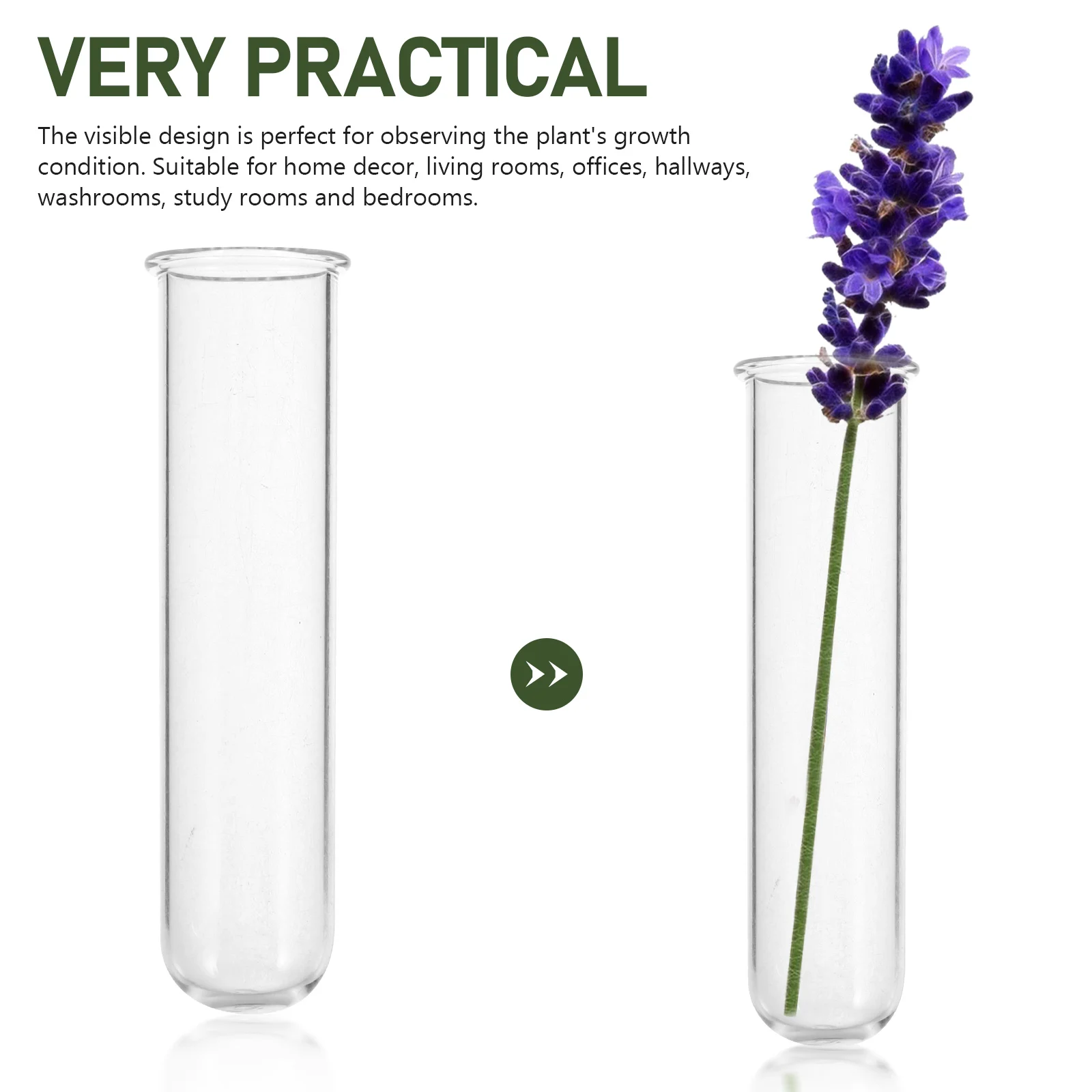 5Pcs Hydroponics Vase Desk Plant Terrarium Test Tube Transparent Glass Test Tube for Hydroponic Plant