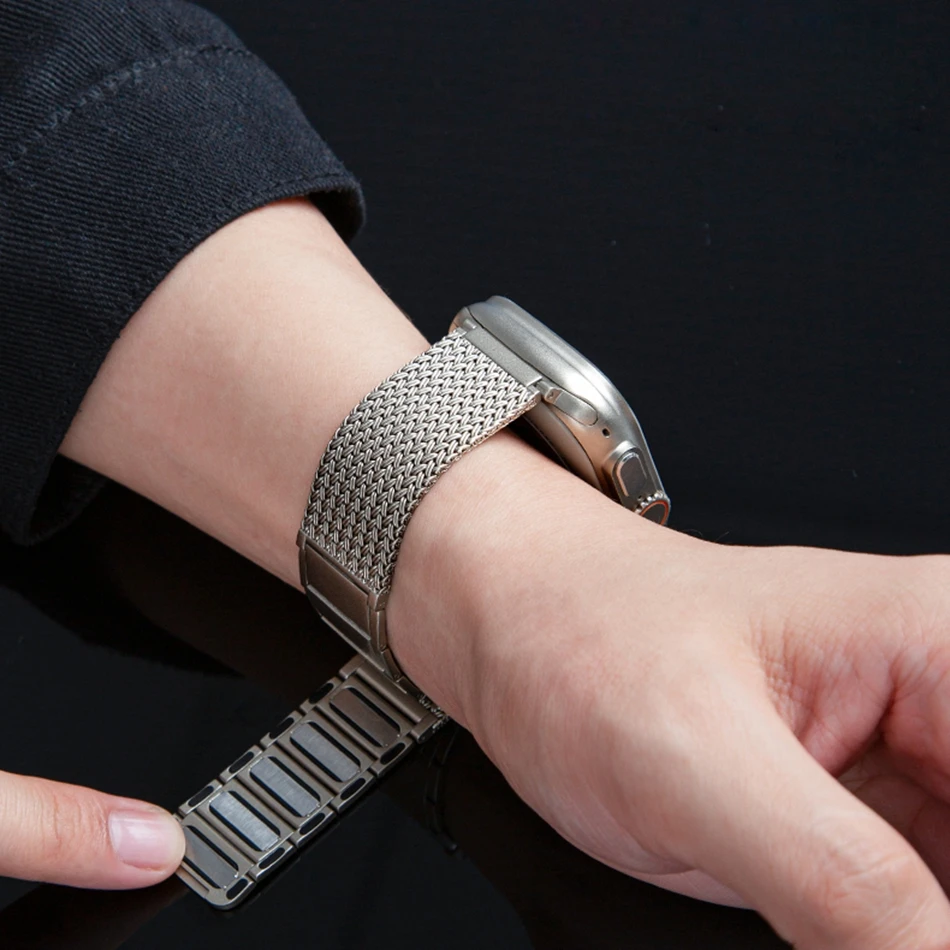 Pasek ze stali nierdzewnej do Apple Watch Band Ultra 2 49mm Iwatch Series 11 10 9 8 6 7 SE 46/45/44/42/41/40/38mm Magnetyczna bransoletka — zdjęcie produktu 2