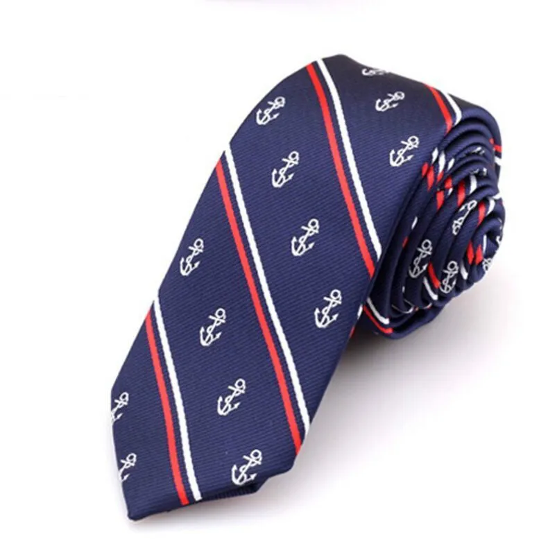Fashion Wedding Married Men\'s Casual Tie Anchor Jacquard Korean Ultra Narrow Tie 5- 6cm Factory Seller