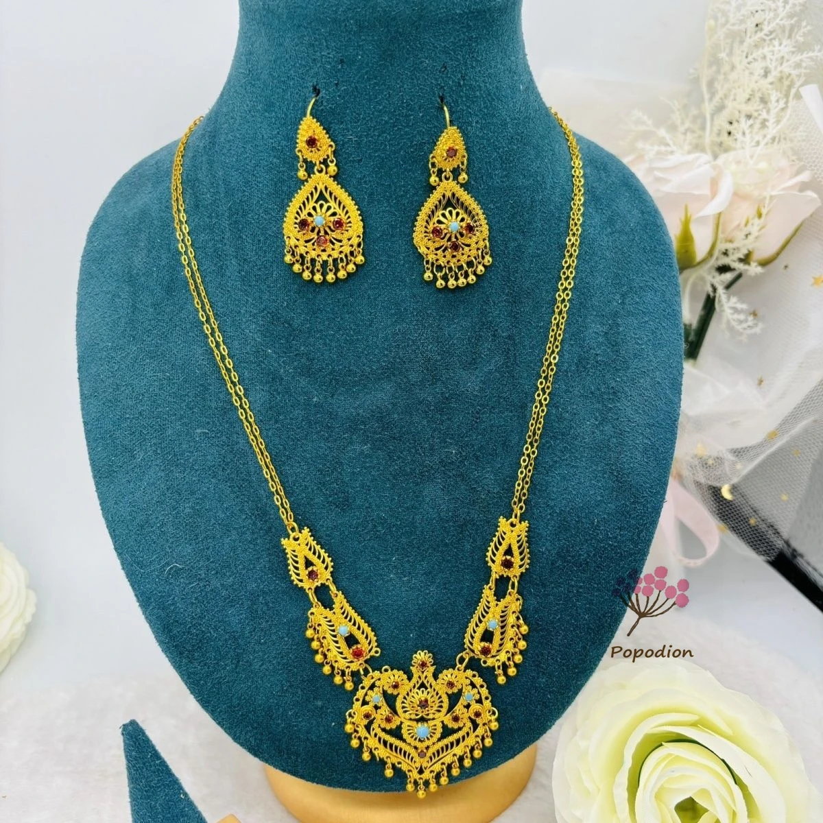 New Dubai Necklace Earrings for Women's Party Jewelry Set DD10460