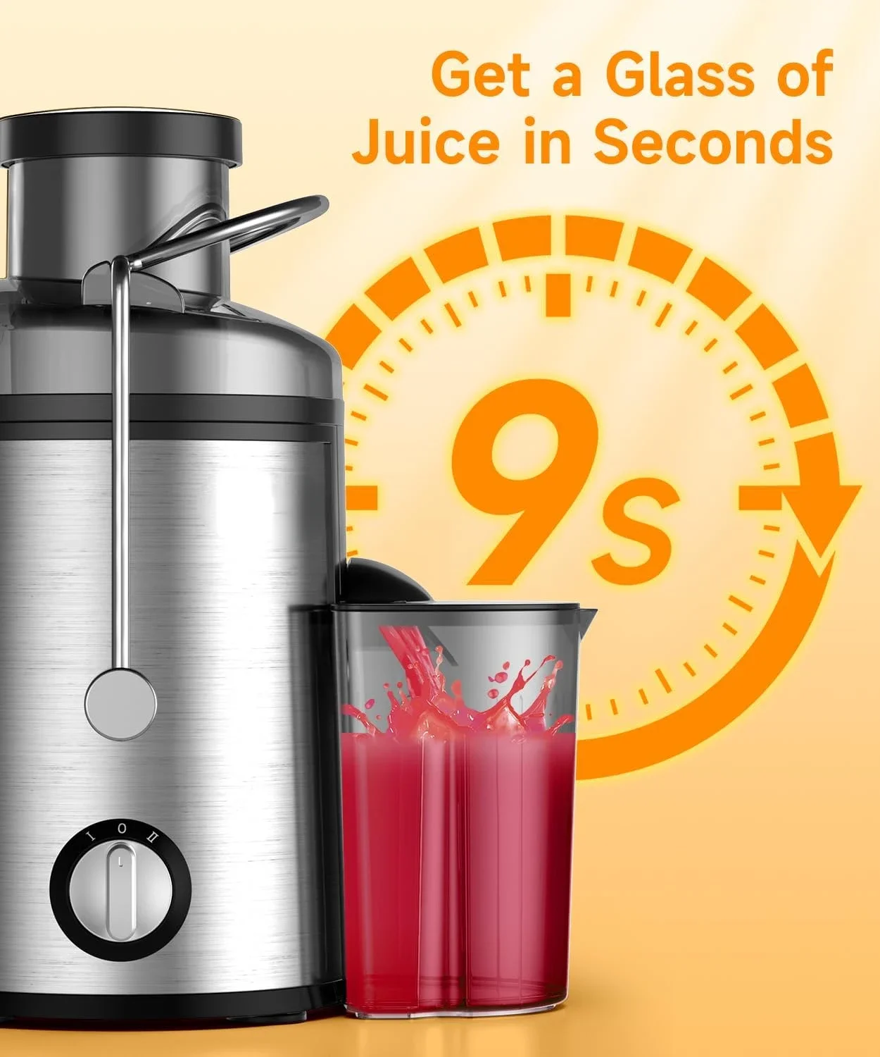 ماكينة عصارة قوية للفاكهة الكاملة ، شلال عريض 3 بوصة ، كفاءة عالية الإنتاجية ، مستخرج العصير بـ 3 سرعاات ، سهل