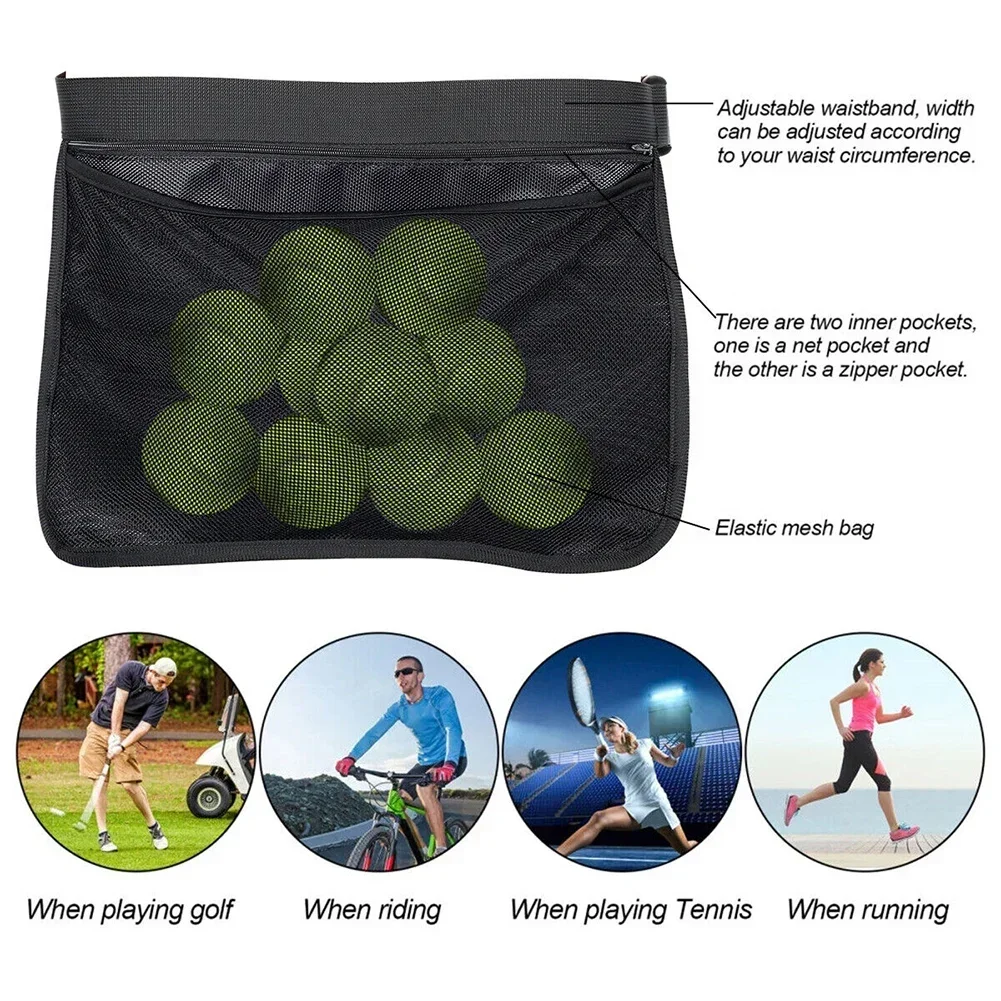 MiOYOOW Sac Ceinture Maille Tennis Pickleball - Pochette Élastique Transport Balles Réglable