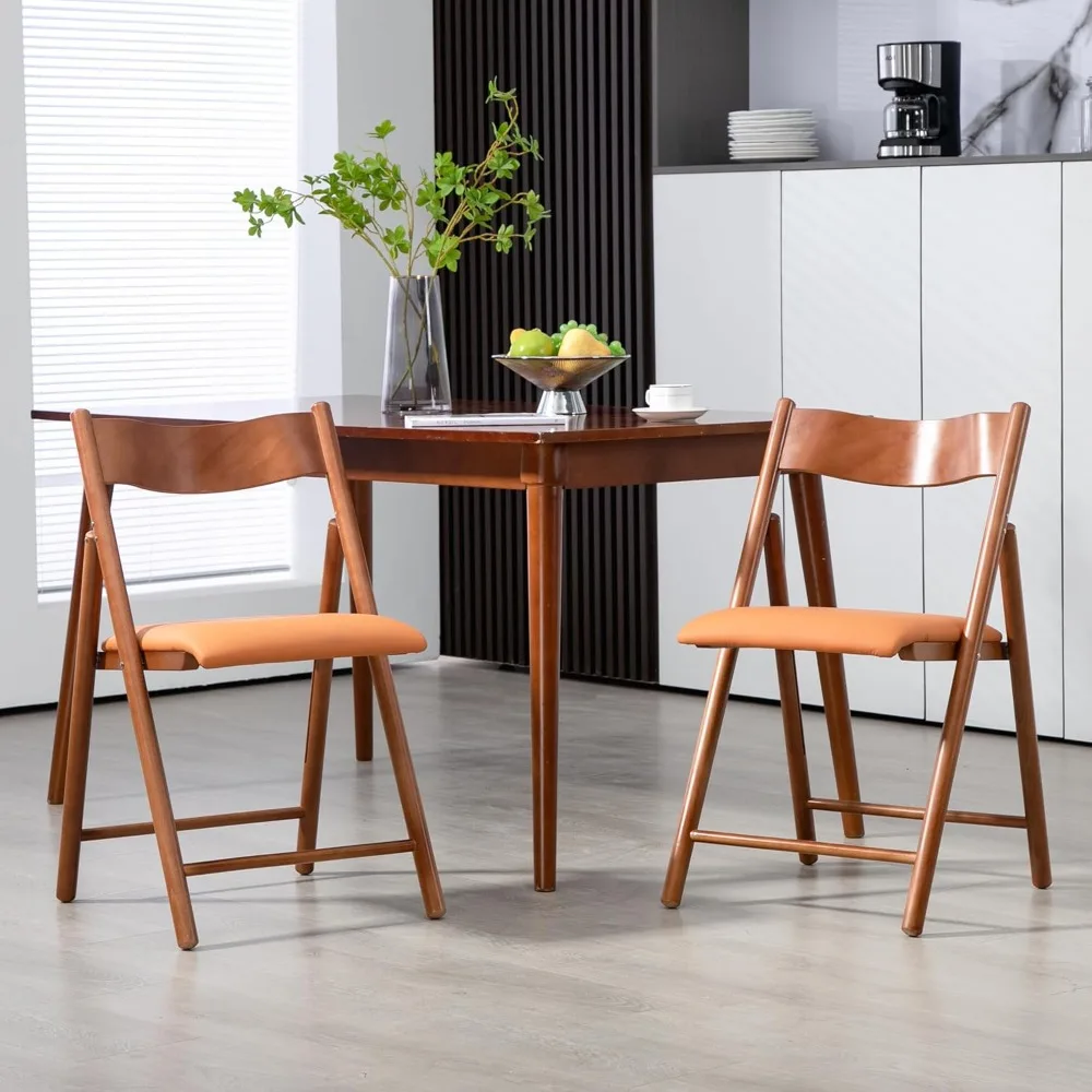 Padded Folding Chairs Set of 2, Durable Faux Leather Cushion, Portable and Assembled, Ideal for Home and Outdoor Use