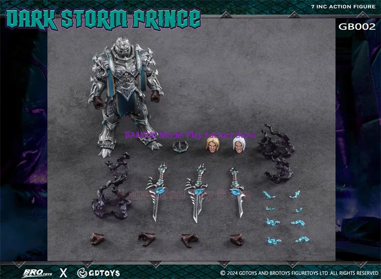 GDTOYS X BROTOYS GB002 1/12 Scale Dark Storm Prince Sir Anduin Lothar Leader Blackened Edition Full Set 7in Action Figure Model