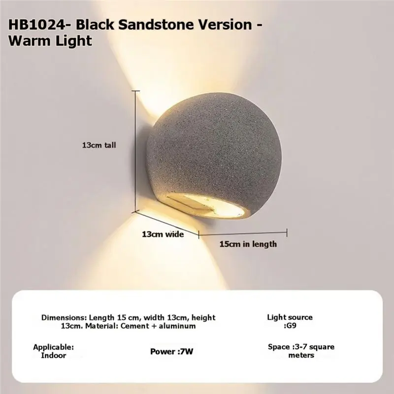 COME Wall Light Sandstone Living Room Hallway Bedroom Industrial Novel Cement Wall Lamp Up Or Down Light Wall Sconces B