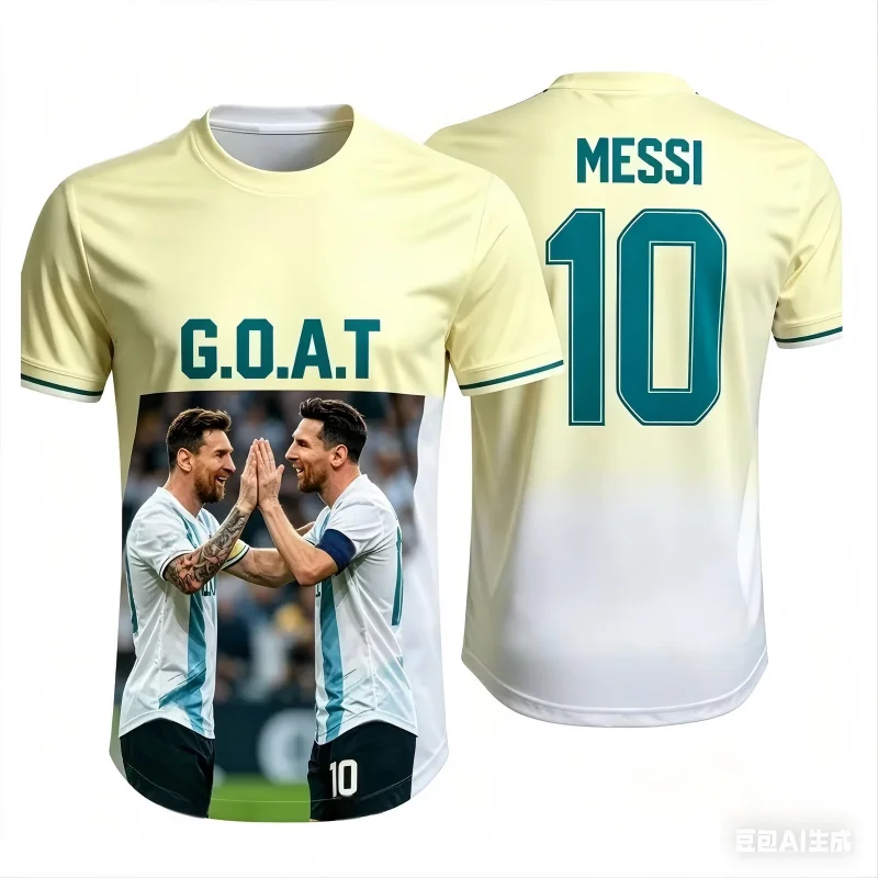 2026 Summer Men's Messi Fan #10 Football T-shirt Short Sleeve Jersey Fashion Oversized Streetwear Tops Kids Clothes