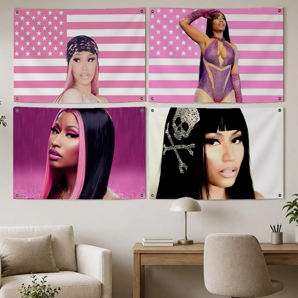 Nicki Minaj Rapper Art Flags Room Home Decor Wall‑Hanging Art Banner, Outdoor for Bedroom Party Background Decoration