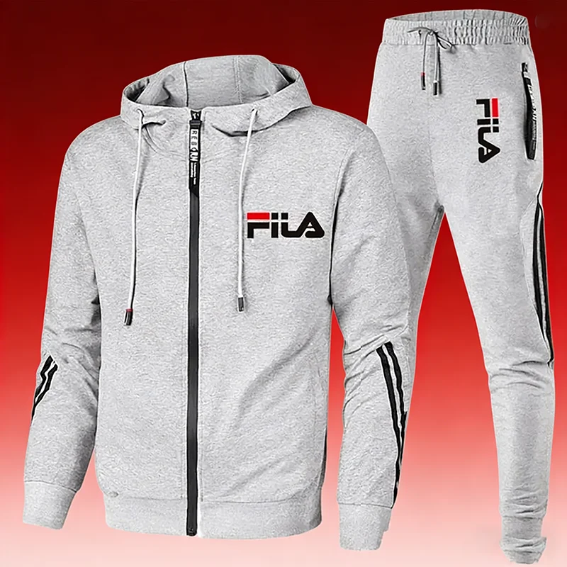 

Мужской спортивный костюм-двойка 2026: куртка на молнии и брюки для активного отдыха, баскетбола, фитнеса и бега (весна-осень)