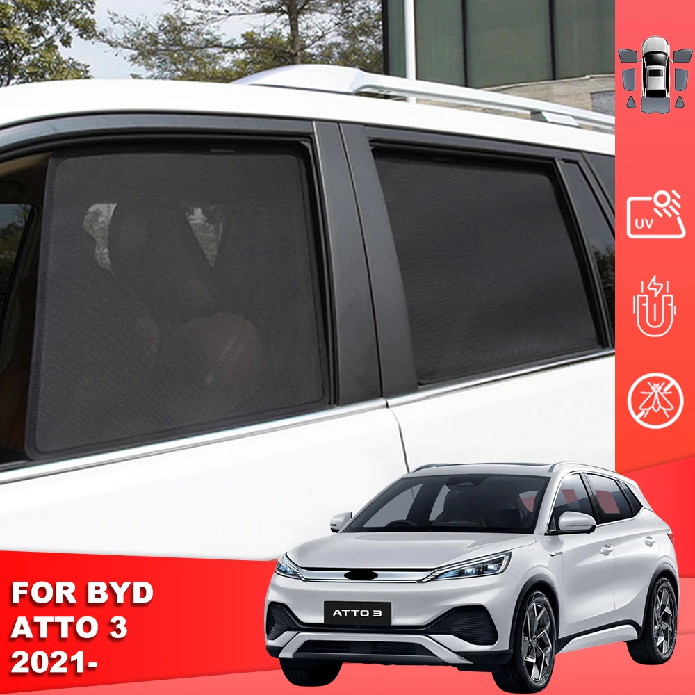 

For BYD ATTO 3 2021 2022 2023 2024 Magnetic Car Sunshade Shield Front Windshield Curtain Rear Side Baby Window Sun Shade Visor