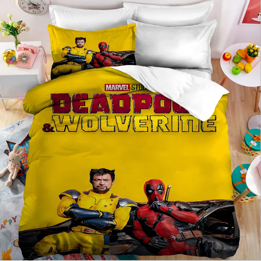 Deadpool Wolverine Set biancheria da letto copripiumino 2 pezzi Set copripiumino con federa letto singolo Soft Room Decor Trendy Home Textile