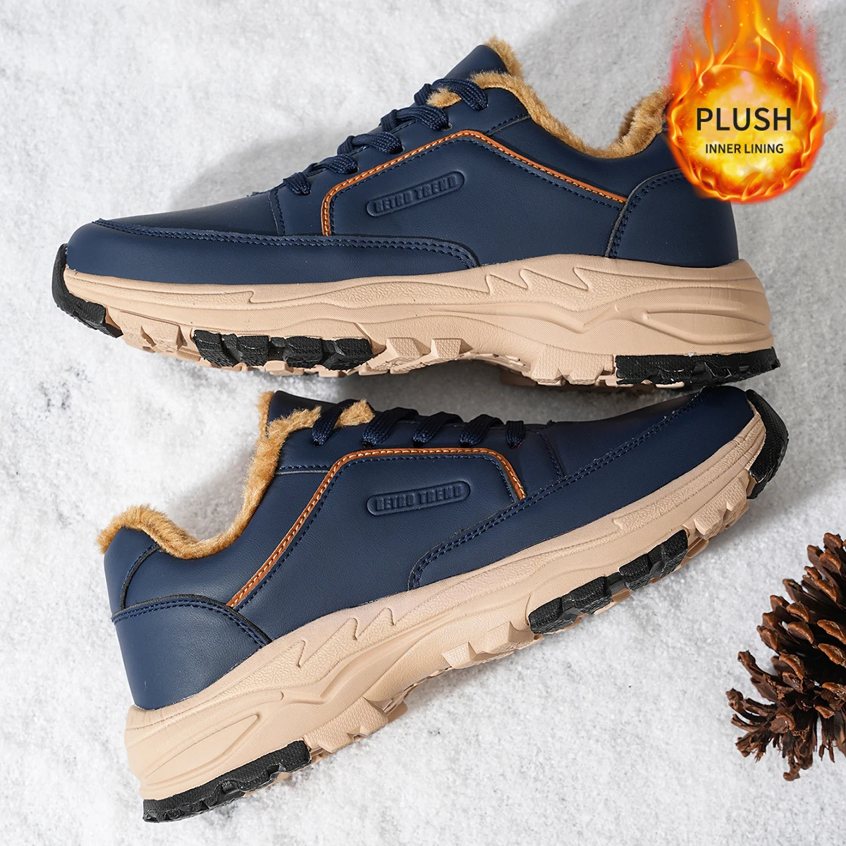 Men's Large Size Plush Inner Lining Sports Shoes Outdoor Hiking Comfortable Casual Fashionable Training Shoes for Couples