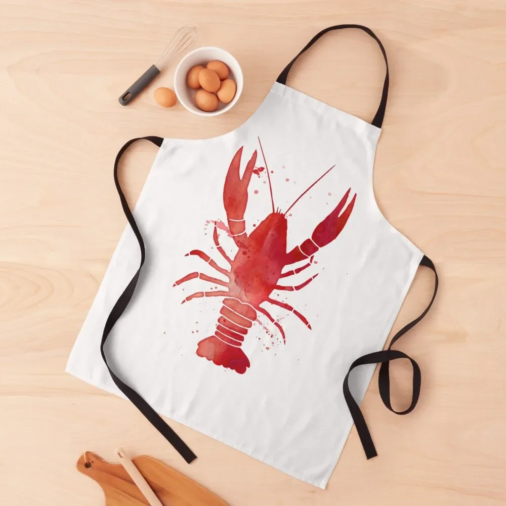 

Watercolor Red Lobster Apron kindergarten teacher kitchen utensil Hairdresser Apron