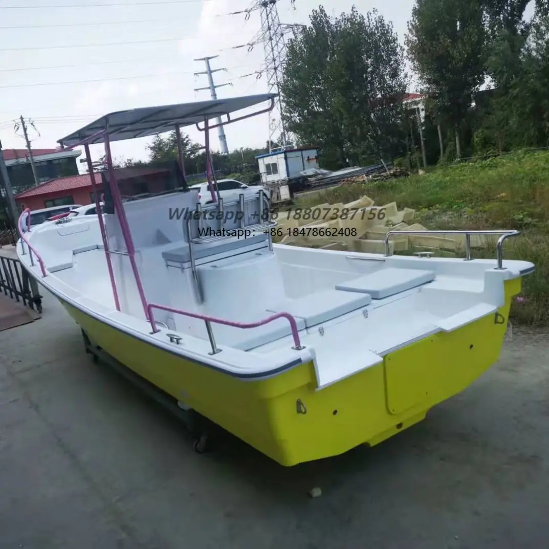 Bote panga de 25 pies, bote de pesca abierto en aguas agitadas