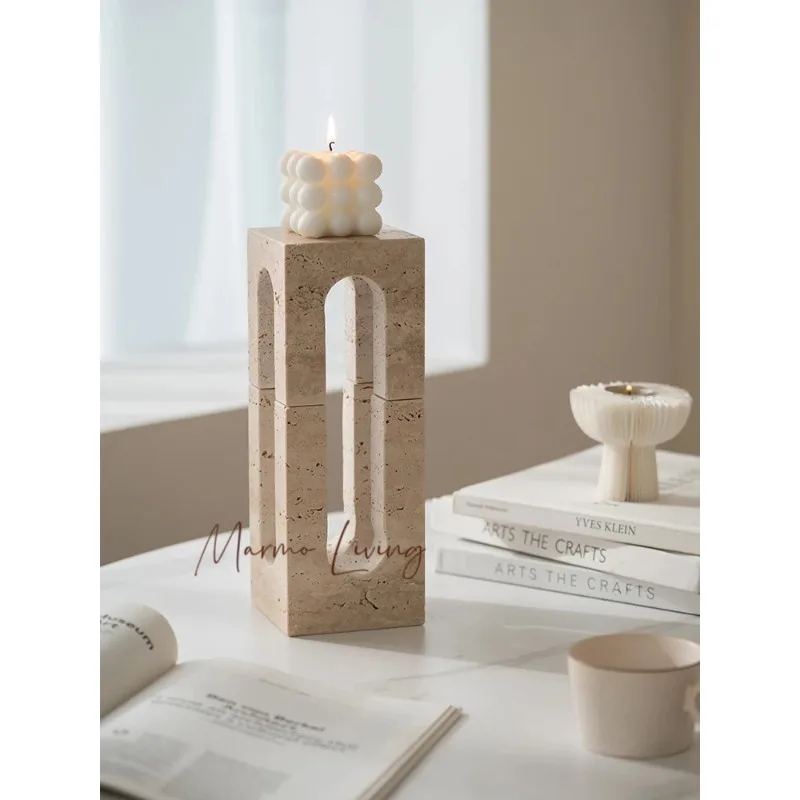 

Archway Travertine Ornament Luxury Marble Figurine for Coffee Table Living Room Decor