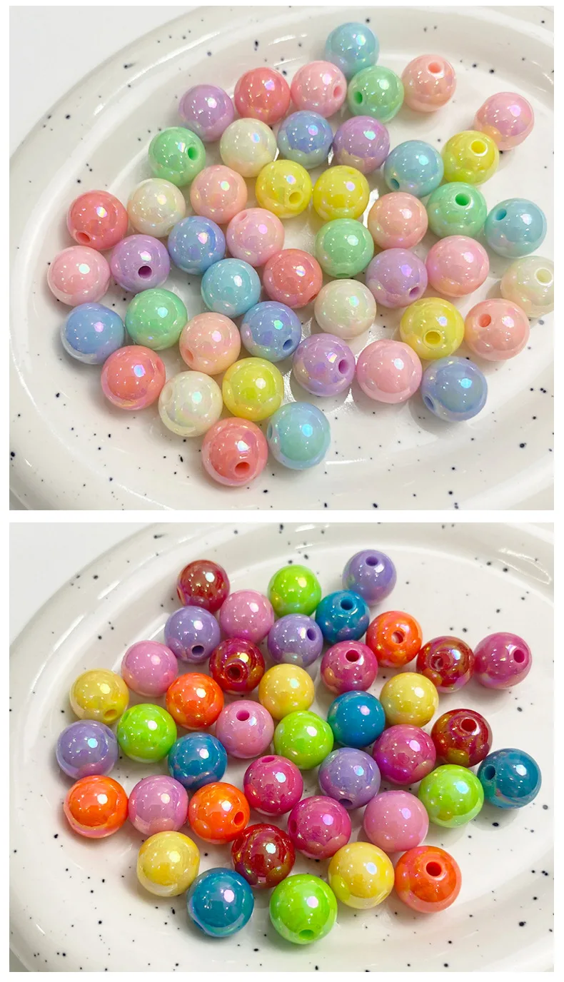 500g Gradient Light AB  Acrylic Beads 10-16mm Circular Sphere Imitating Pearl Used for Jewelry Making DIY Bead Accessories