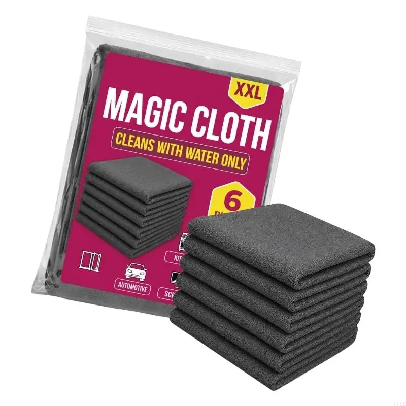 Heavy-Duty Cleaning Cloth Wet & Dry Cleaning Cloths, 6 Piece Thick Fiber Absorbent Set for Dusting, Damp Wiping & Routine H9EE