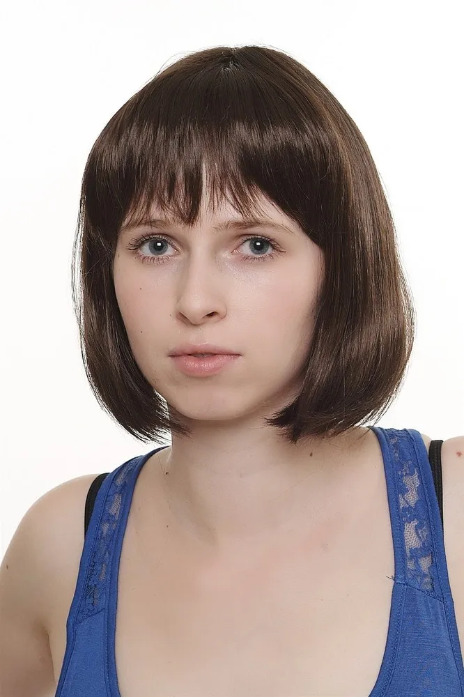 Wig Ladies Wig Woman Bob Longbob Page Pony Fringed Short Straight Brown 1251-6-