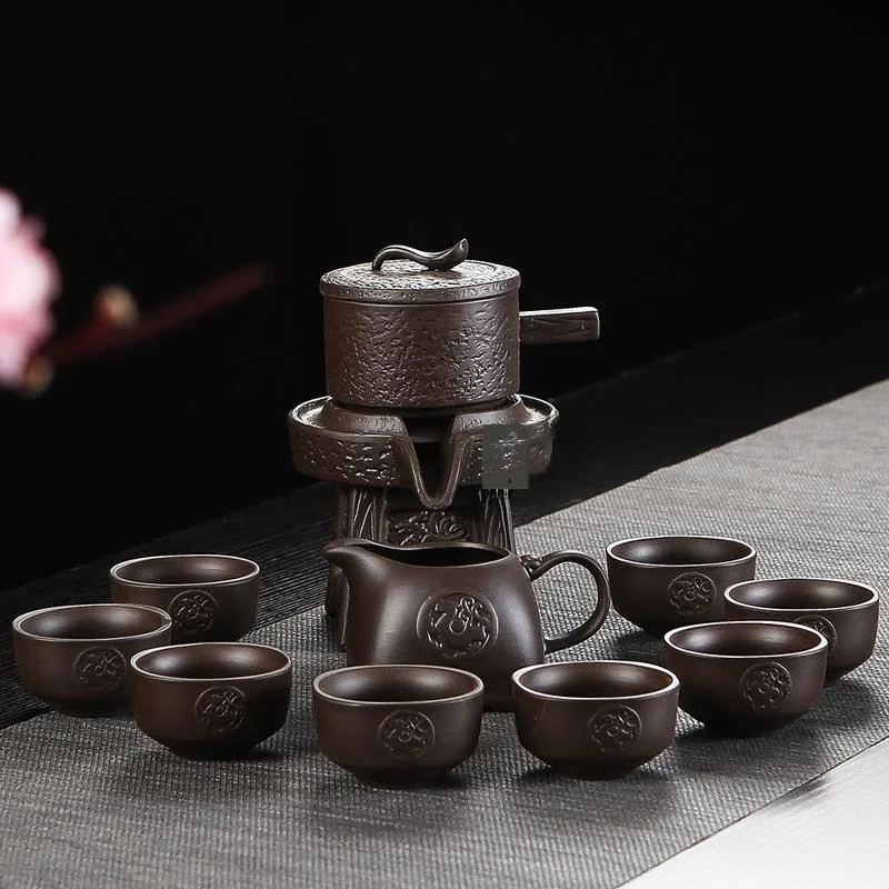 Auatic Stone Mill Tea Pot Cerc Tea Set for Home Living Room Office Small Tea Brewing Device Chinese Sle Gongfu Tea Set