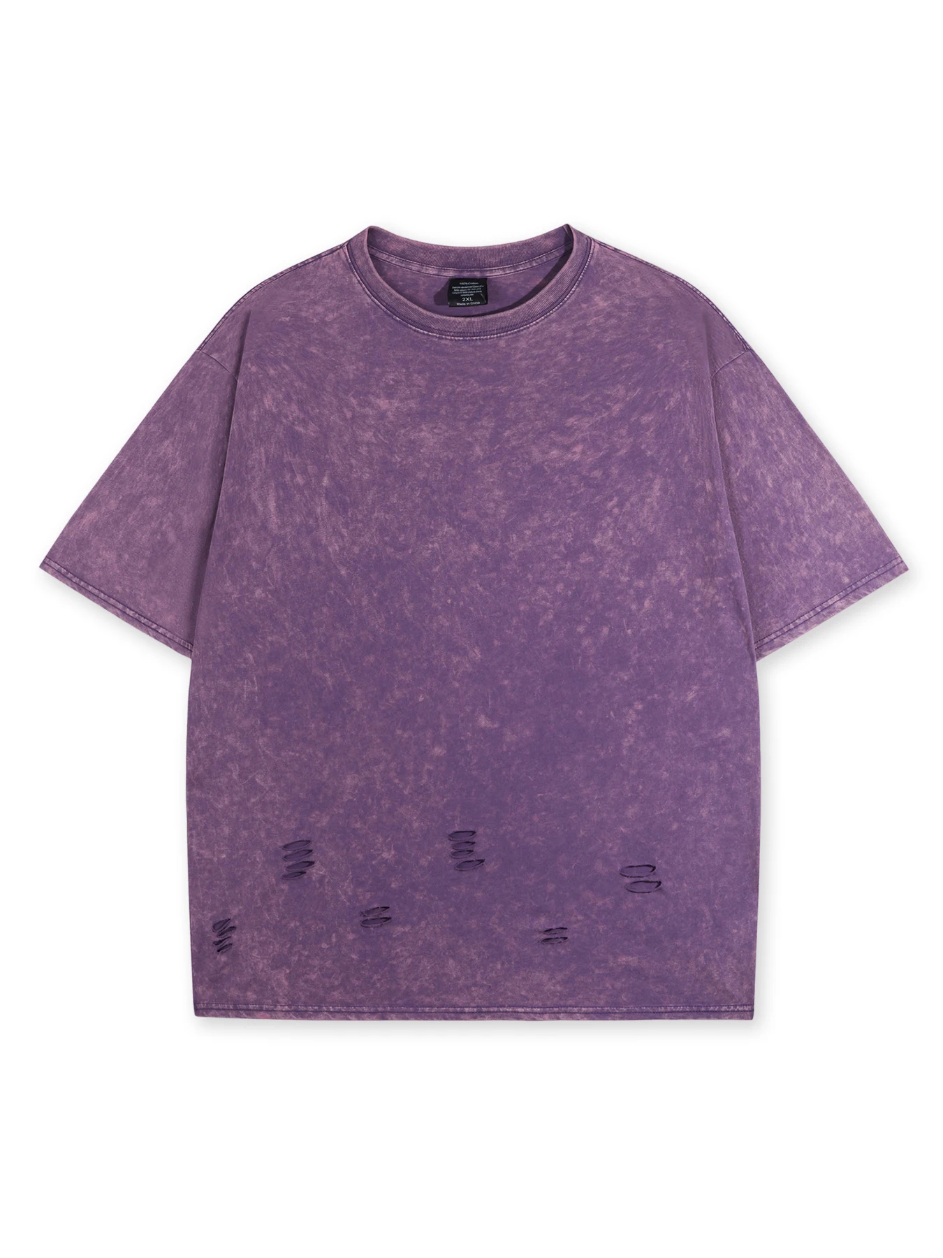 2025 جديد غسلها بلون تي شيرت مجموعة العصرية الشارع ممزق قصيرة الأكمام الكلاسيكية متعدد الألوان القطن السراويل فضفاضة الرياضة البدلة