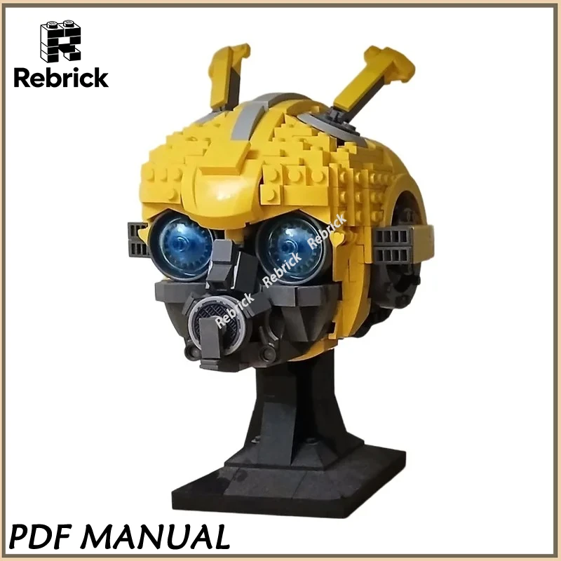 Motorcycle Man Helmet Alternate Build MOC, Detailed Stylish Rider Headgear Model for Adult Collectors and Desktop Art Display